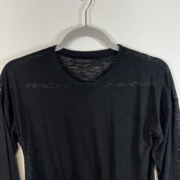 Lululemon Women’s Tie Your Practice Long Sleeve Black Size 6 Small Sheer Yoga - Picture 2 of 7